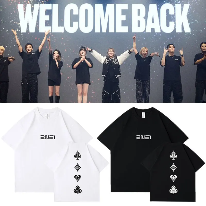 2NE1 Same T-shirt Concert WELCOME BACK CL Park Bom Sandara Park Minzy Fans Clothes Women Men Summer Cotton Short Sleeve T Shirt