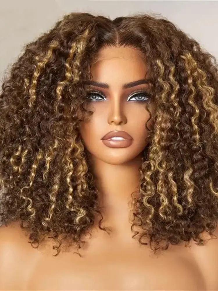 250% Dichtheid Diepe Golf Bob Pruik Echt haar Lijmloos Hoogtepunt 5x5 HD Kanten Voorkant 4/27 Gekleurde Ombre Wear and Go Pruiken van echt haar - afbeelding 2