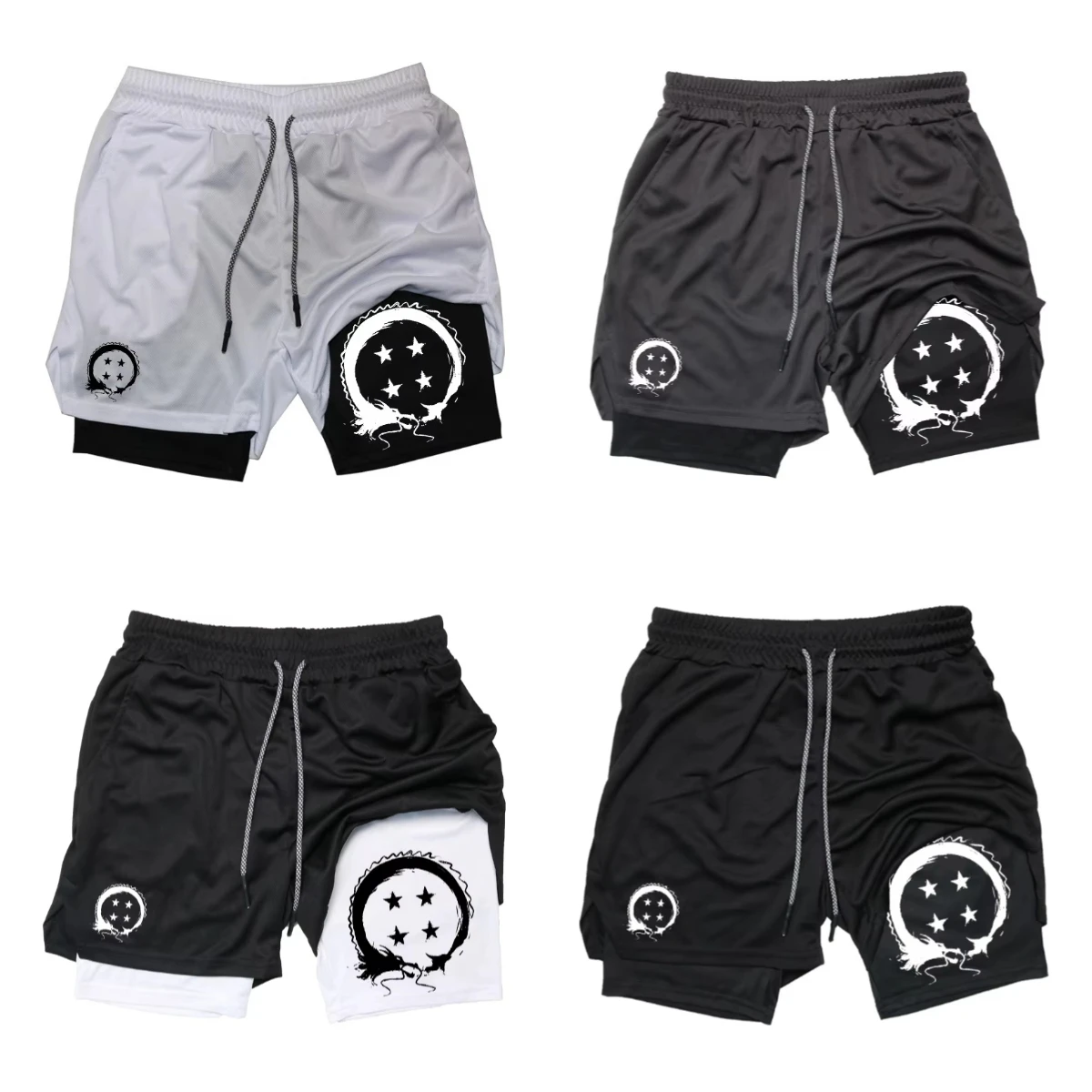 25 Summer Hot-selling New Anime Dragon Ball Series 3D Fashion Fake Two-piece Shorts Outdoor Casual Street Breathable Shorts