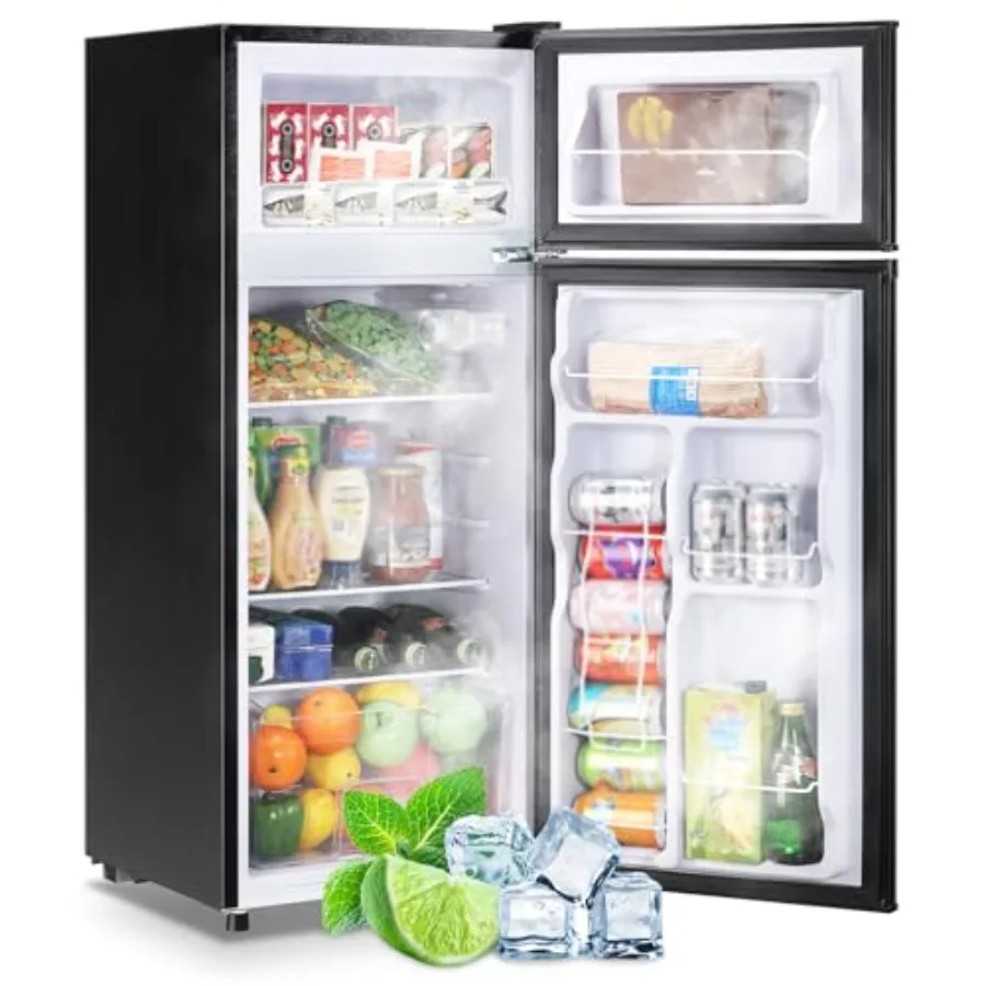 

4.5 CU.FT Capacity Compact Refrigerator with Freezer Double Door Mini Fridge Small Apartment Refrigerator with 7 Adjustable Tem