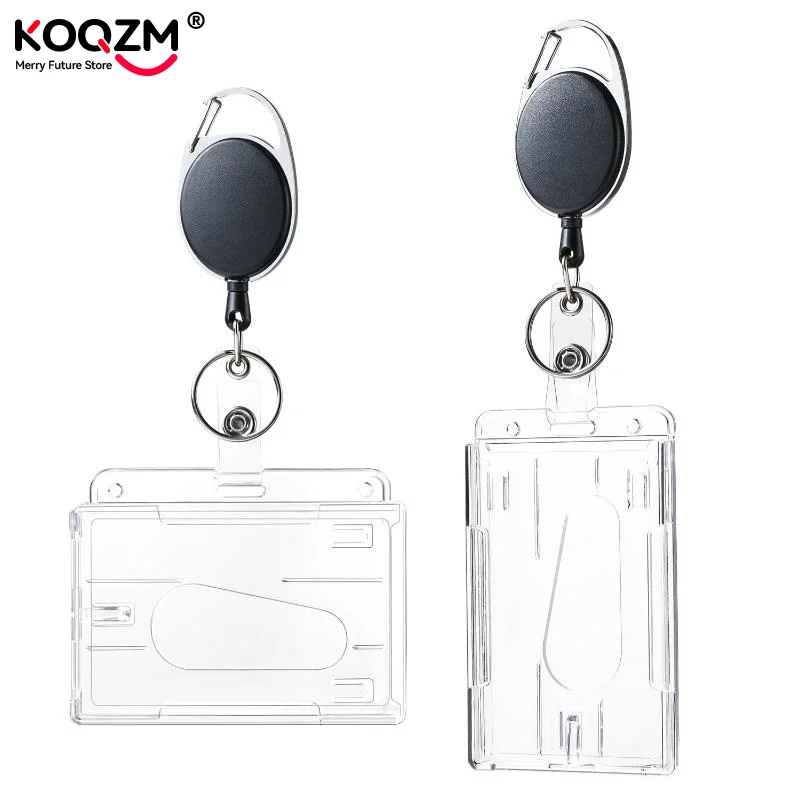 Transparent Card Slots ID Badge Holder ID Pendant Badge Reel Storage Organizer Employee Pass Work Card Case