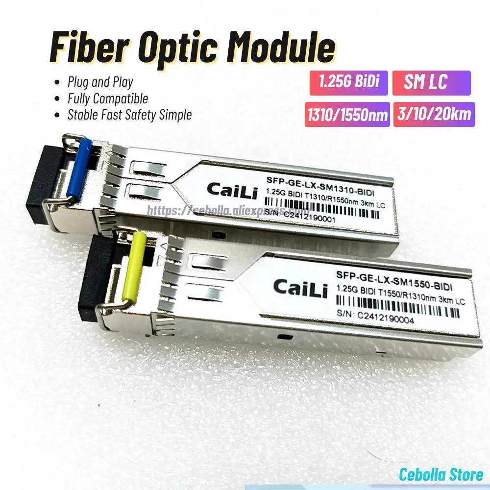 

1.25G BIDI 3/10/20/KM SFP SM LC 1310/1550Nm Mode Single Fiber Optic Module 1.25G Bidi Single Mode Fiber Optical Transceiver