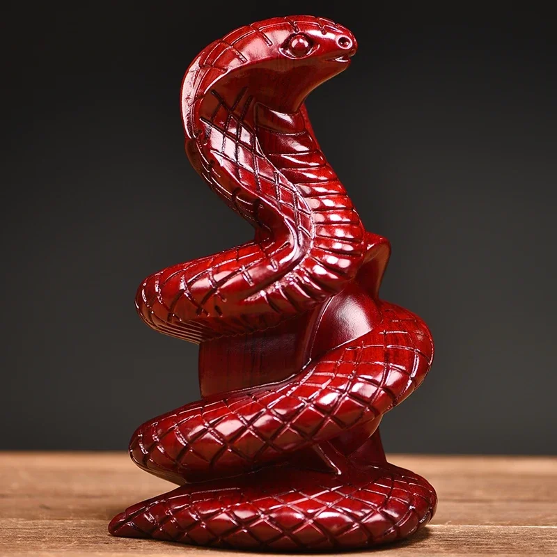 

2025 New Zodiac Snake Pure Wood Carving Fu Snake Treasure Crafts Home Living Room Decoration Gift Giving for Friends