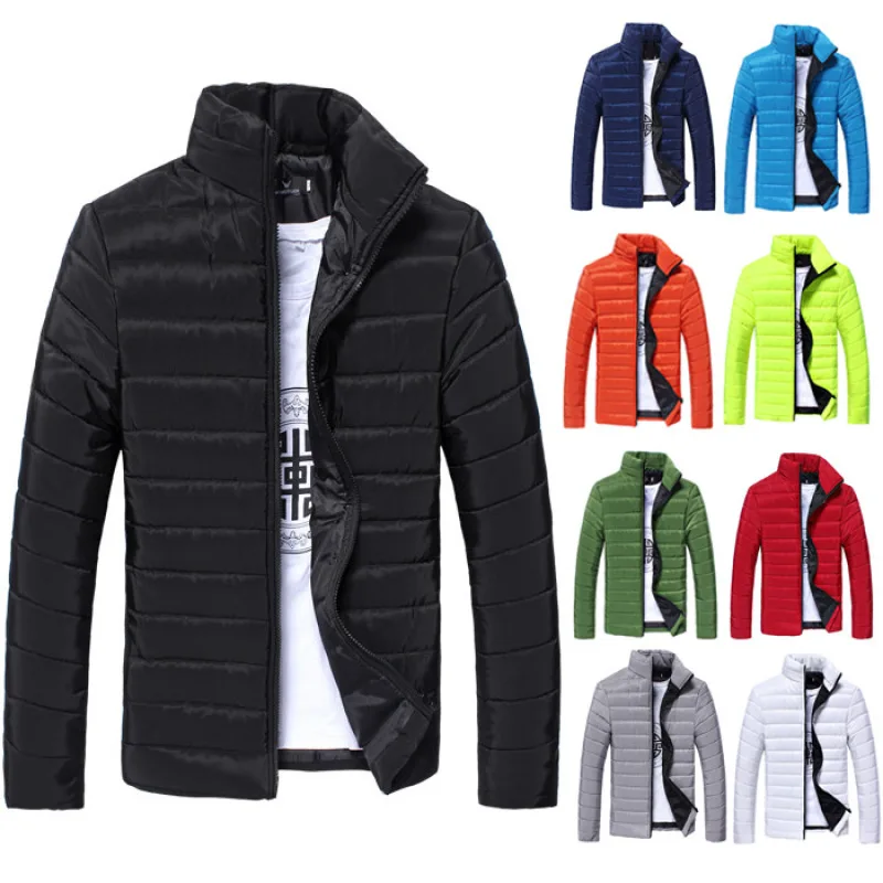 Casaco masculino de gola alta cor sólida para preparação, roupas de algodão, tamanhos grandes, comércio exterior, gordura nova, inverno, venda quente