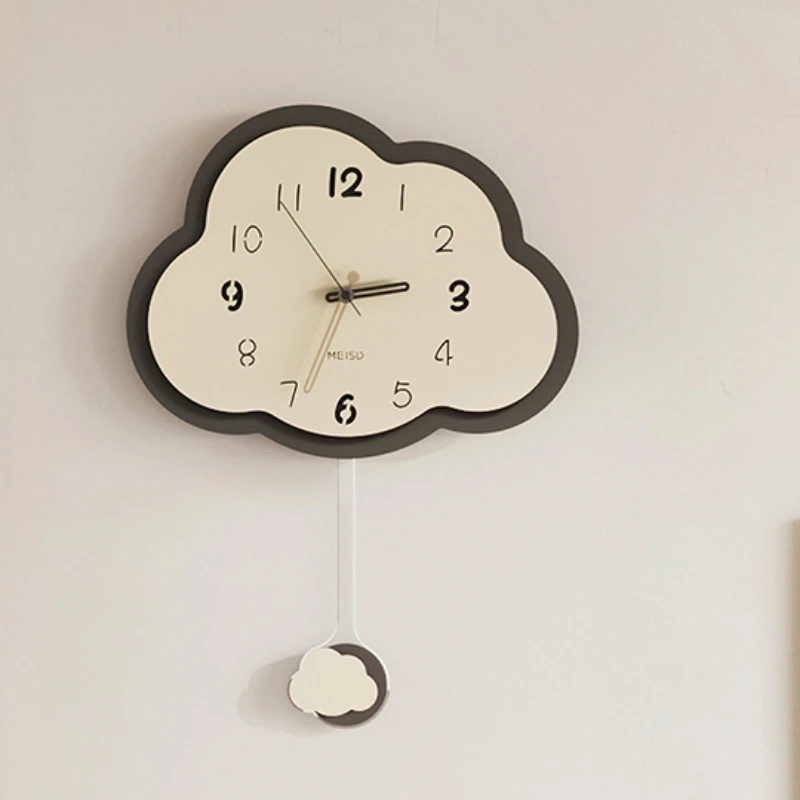 Nordic Cute Cloud Shape Wall Clock Monochrome for Children Kids Room Decoration Figurines Gift Home Decoration