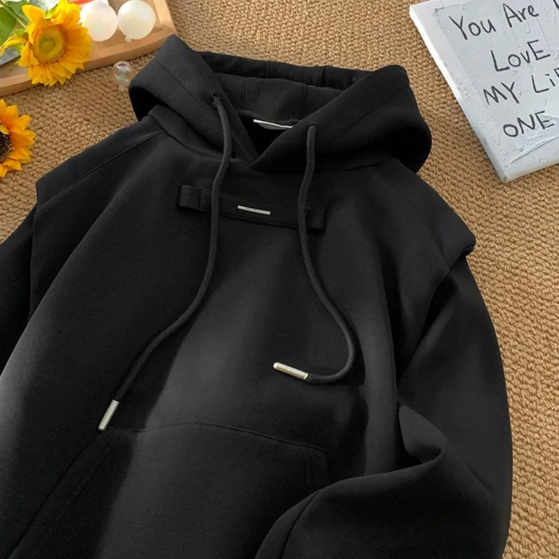 سويت شيرت نقي مكون من قطعتين للرجال لربيع وخريف العلامة التجارية الجديدة ذات القلنسوة غير الرسمية الأمريكية #2