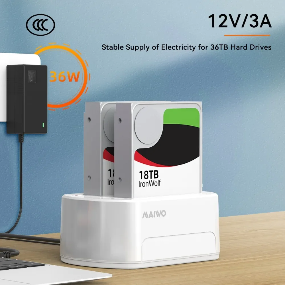 MAIWO pembaca perangkat keras, stasiun Dok Teluk ganda untuk 2.5 "& 3.5" SATA HDD/SSD ke USB 3.0 mendukung membaca & menulis