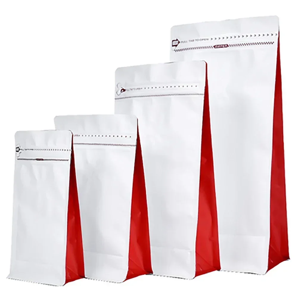 50pcs Matte White 12oz 250g 500g 1kg Coffee Pouch Packaging Reusable Custom Printed Valved Ground Coffee Bags