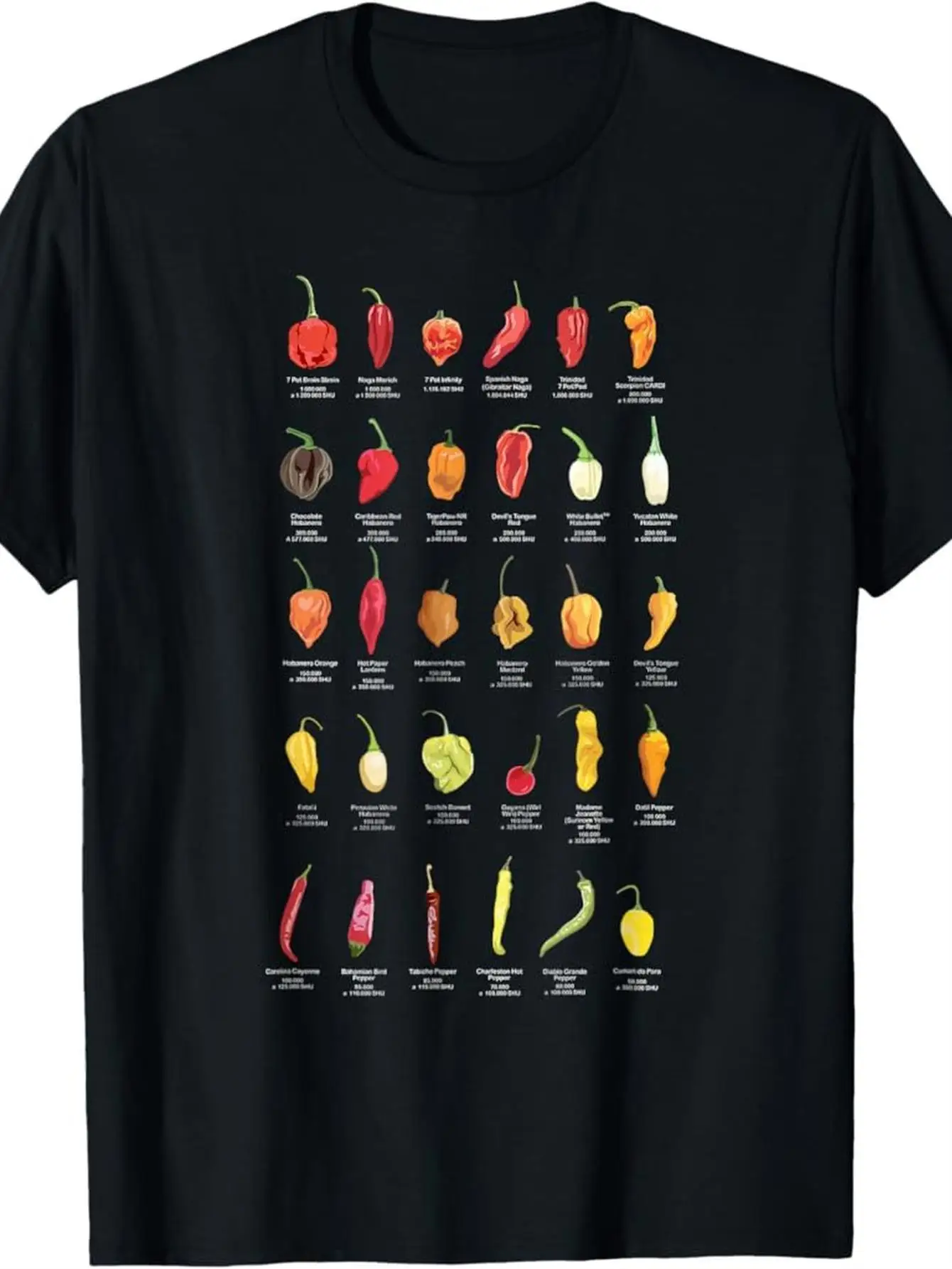 Men T-Shirt Vibrant Chili Pepper Heat Level Graphic Short Sleeve Round Neck Durable Fabric for Hot Spicy Enthusiasts