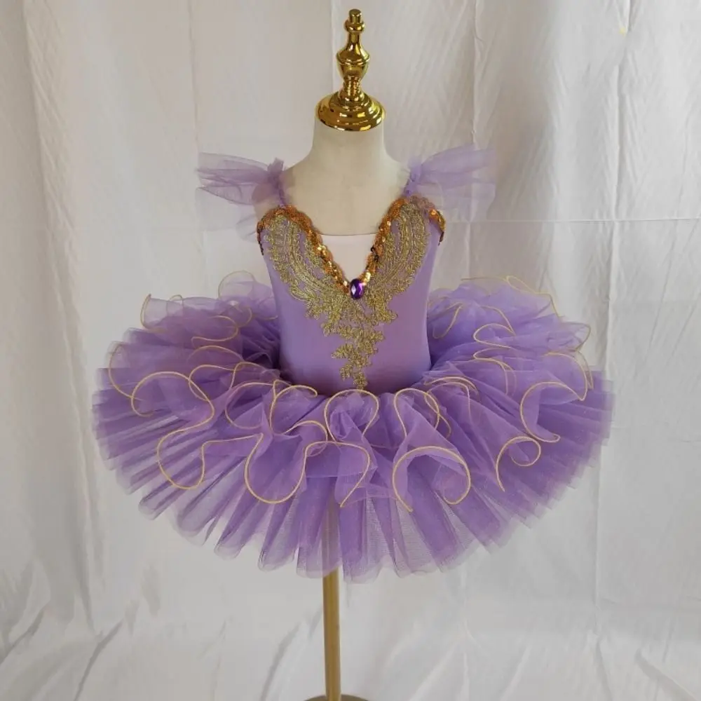 

Fashion Sequin Ballet Dress Modern Rhinestone Ballet Tutu Puffy Party Dress Dance Costumes Children
