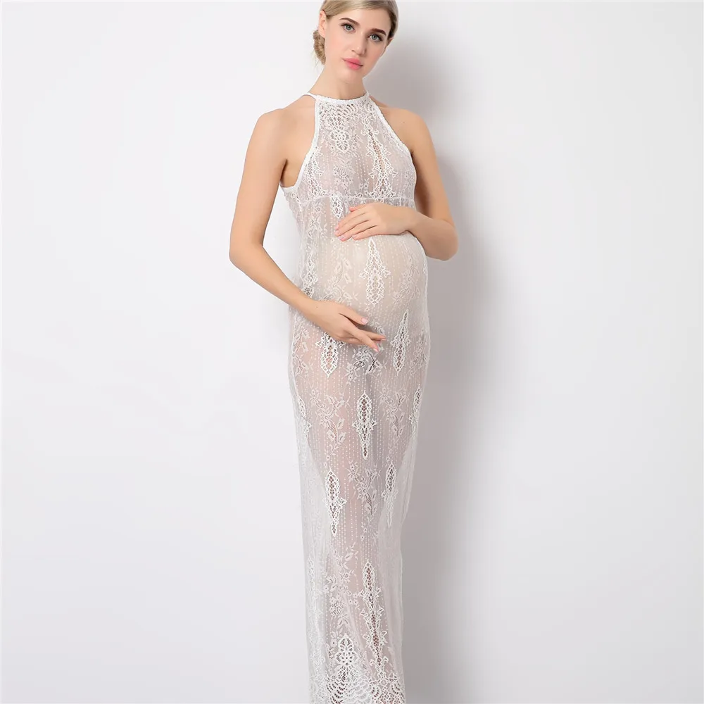 

Sexy Perspective Pregnant Photoshoot Dress for Women White Lace Maternity Photography Session Dress Off Shoulder Pregnancy Gowns