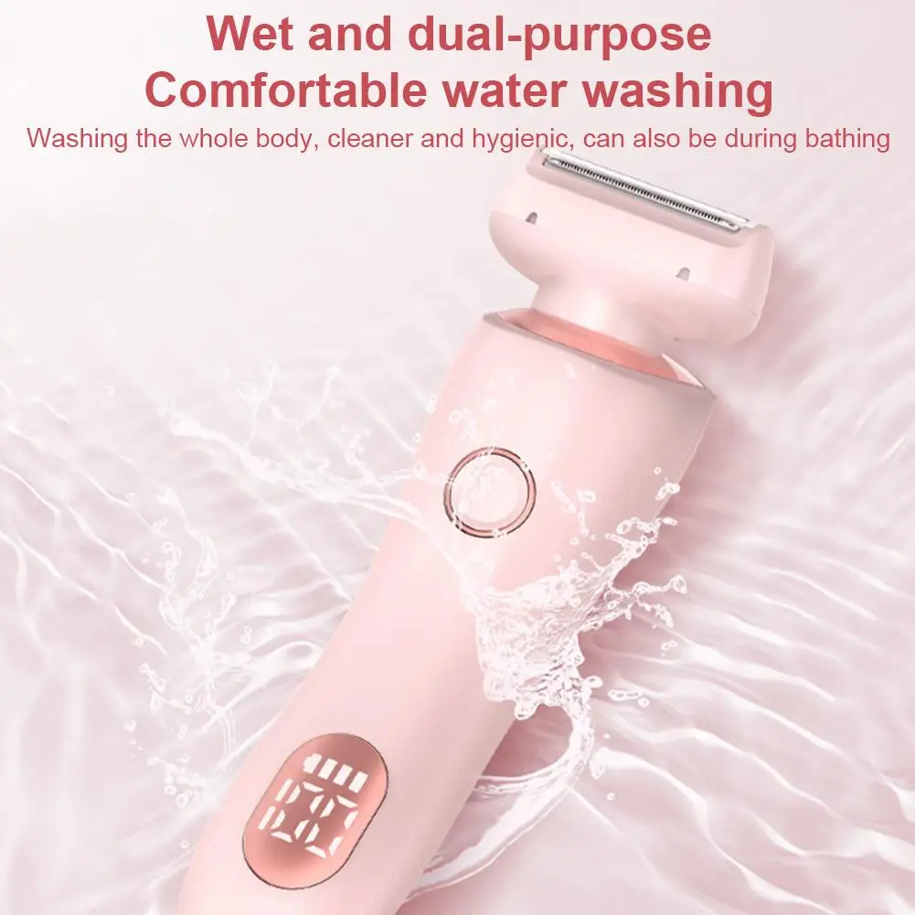 Painless Hair Removal At Home, 2 In 1 Electric Shaver Razors For Women, Bikini Trimmer For Pubic Hair, Wet & Dry Electric Shaver