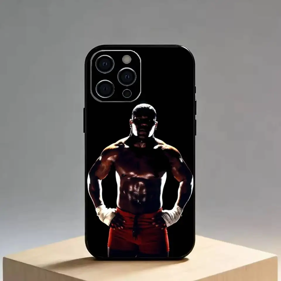 Funda de silicona negra para iPhone 17,16,15,14,13,12,11 Plus,Pro Max,XS con diseño de boxeo y Mike Tyson 5
