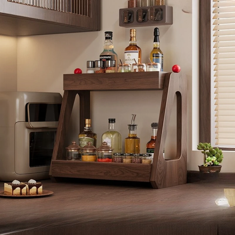 

Solid Walnut Cup Holder Double Creative Countertop Rack for Tea Coffee Mug Organizer Living Room Kitchen Seasoning Rack