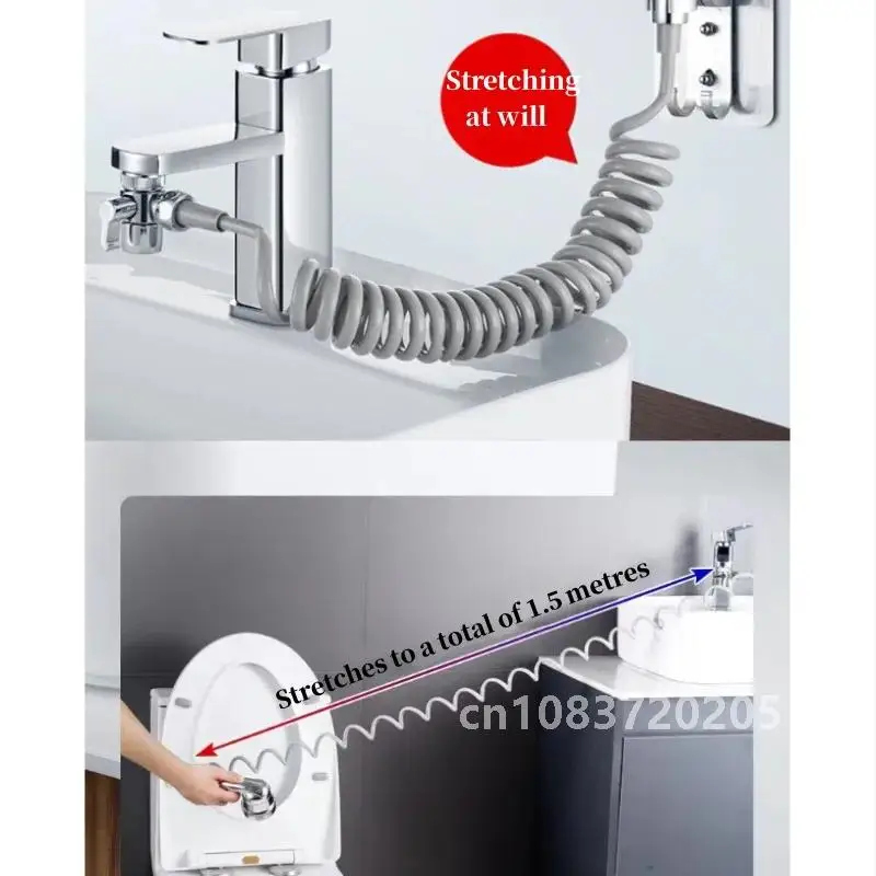 1 Set Faucet External Shower Bathroom Basin Faucet Extender External Showerhead Kitchen Handheld Flexible Hair Washing Shower