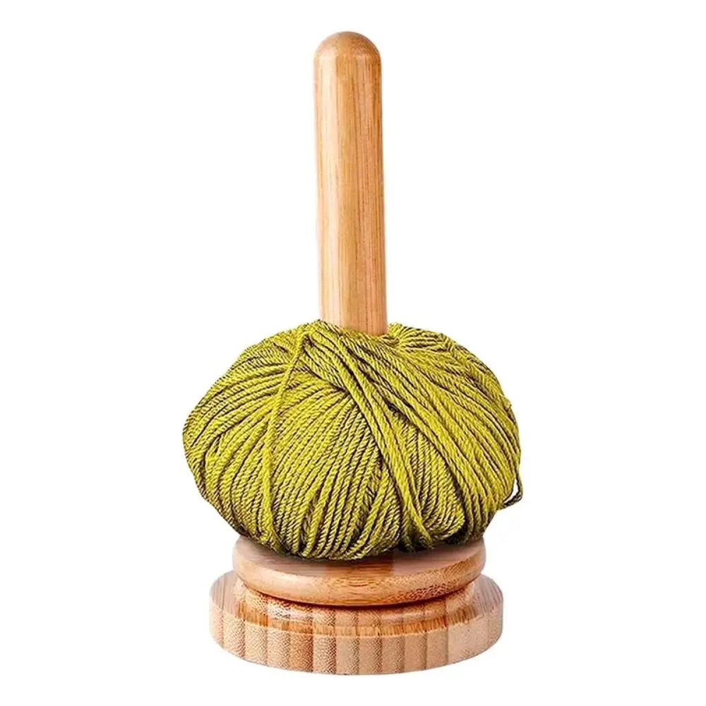 Smooth Wooden Yarn Ball Holder Double Layer Design Yarn Storage Yarn Dispenser DIY 360° Rotation Spool Holder for Crocheting