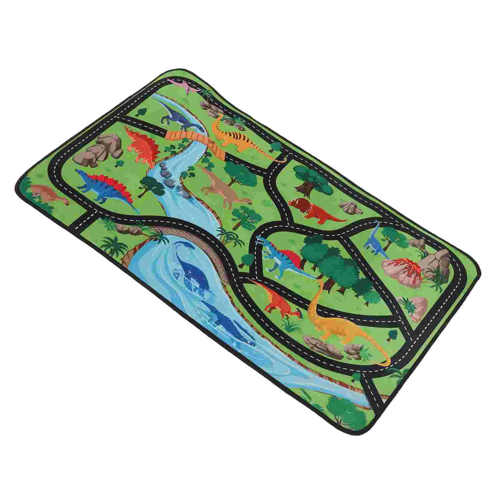 Children's Play Mat Kids Road Rug Boys Rugs Dinosaurs Baby Toys Coffee Table Foldable Toddler Track Polyester for Room Carpet