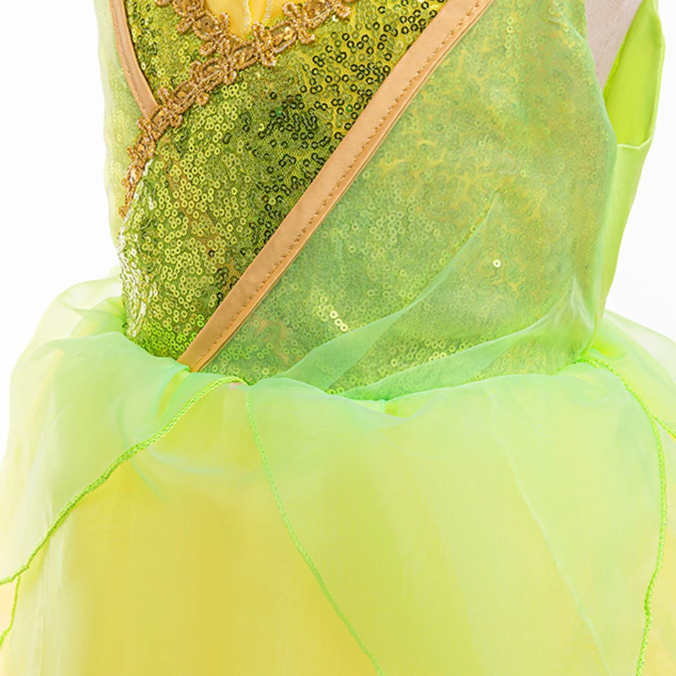 Prinses Luxe Feestjurk Tiana Cosplay Geel Gezwollen Mesh Jurk Prinses Jurk Wordt geleverd met mouwen Halloween Cosplay Kleding