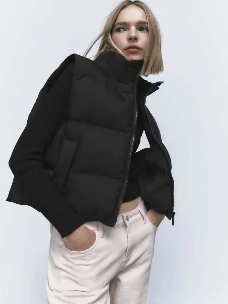 

Осень-зима, хлопковый жилет ort Svel, теплый женский воротник-стойка из полиэфирного волокна, цвет застежки-молния