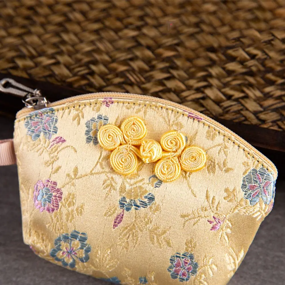 Borsa ricamata con bottone nodo cinese ricamo squisito portafoglio di buon auspicio portamonete borsa portagioie regalo