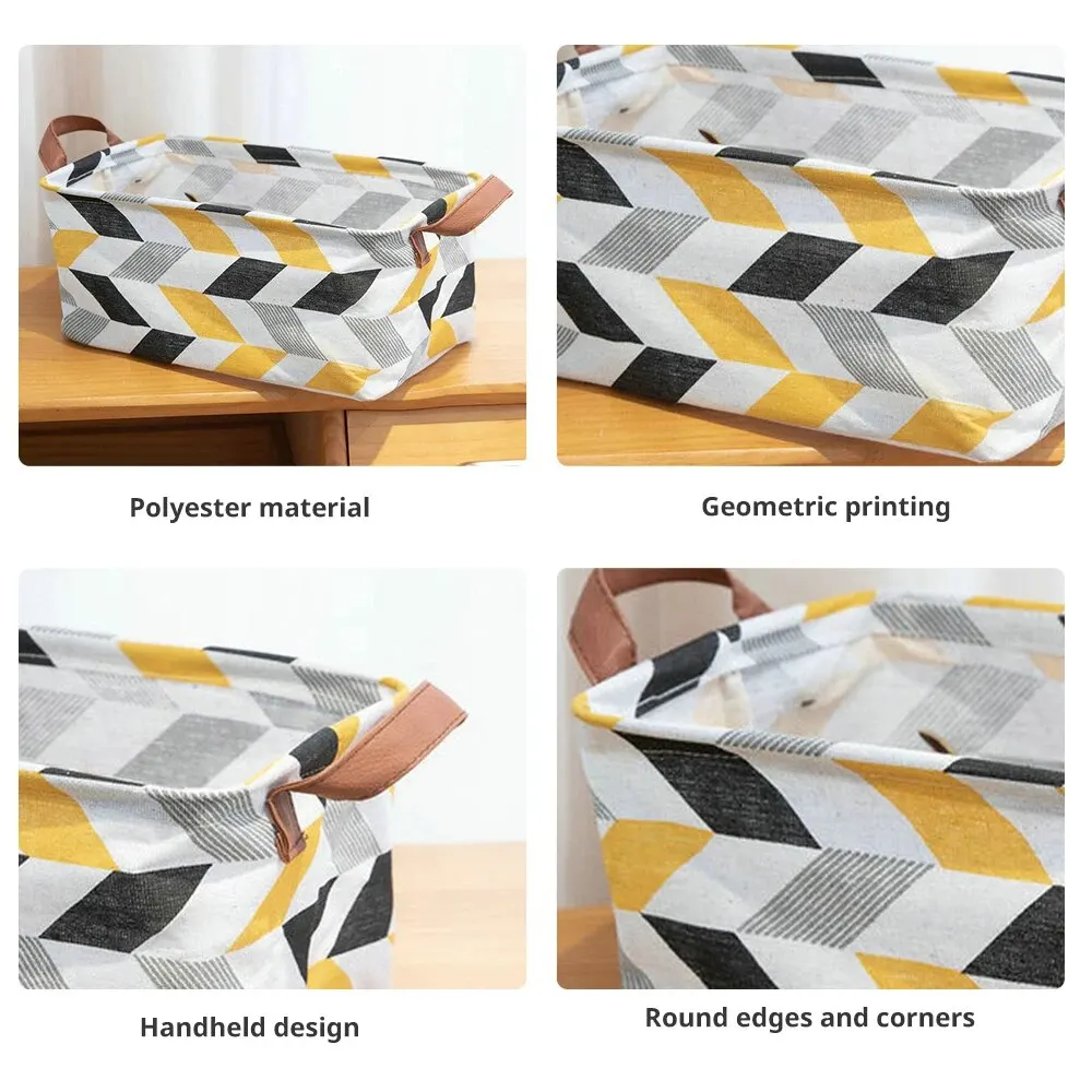 1PC Fabric Geometric Pattern Box Storage Basket Desktop Items Book CD Handheld Storage Organizing Box Household Storage Products