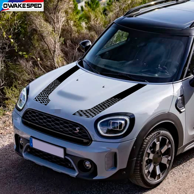 

2 Pcs Car Engine Cover Hood Bonnet Sticker For MINI Countryman 2024 U25 2025 JCW John CooperS Works Trim Stripes Accessories