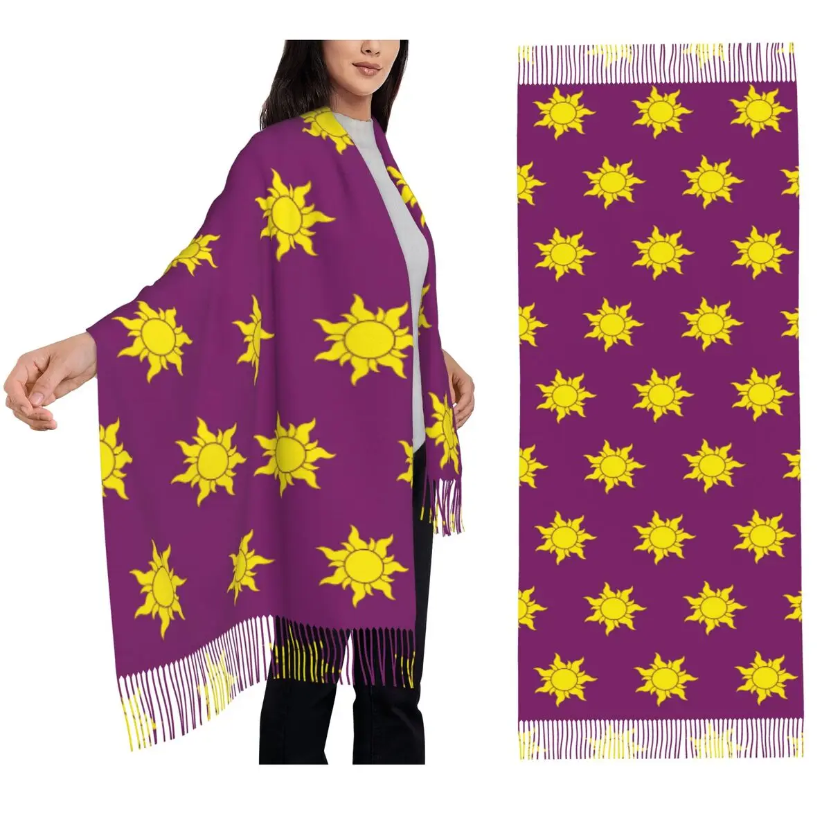 

Рапунцель солнцезащитный шарф с кисточками, женские мягкие теплые шали и накидки, длинная осенне-зимняя шаль