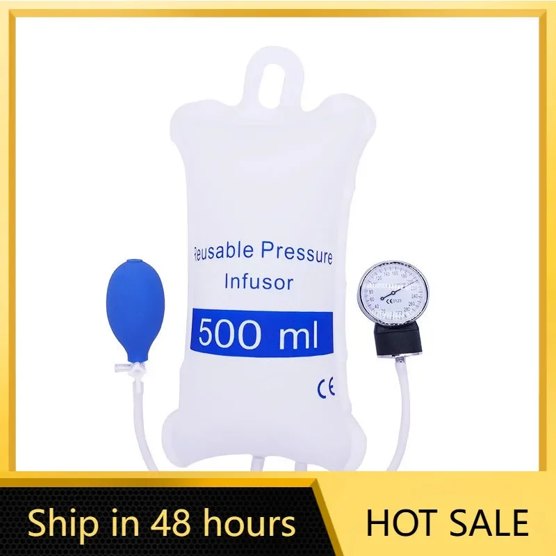 1000ML/500ML Medical Pump Pressure Bag With Gauge And Hand Pump Ball Reusable Bag
