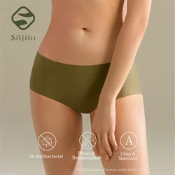 SUJIIN Women's Panties Seamless Invisibles Briefs Mid Waist 5A Antibacterial Breathable Moisture Wicking Female Underwear N185