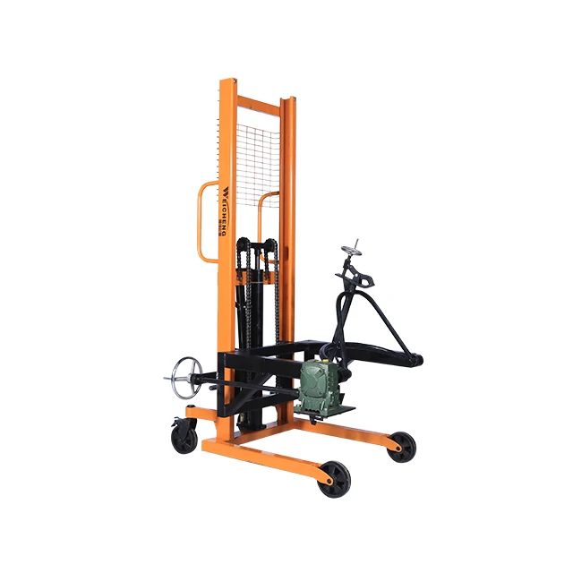 Loading capacity 350kg lifting height 1500mm hydraulic oil drum stacker