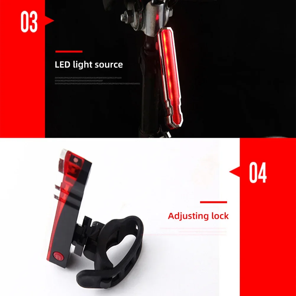 Lampada di avvertimento Reggisella impermeabile Luce a LED MTB Fanale posteriore per bicicletta da strada USB ricaricabile Luce posteriore per bici Linea laser