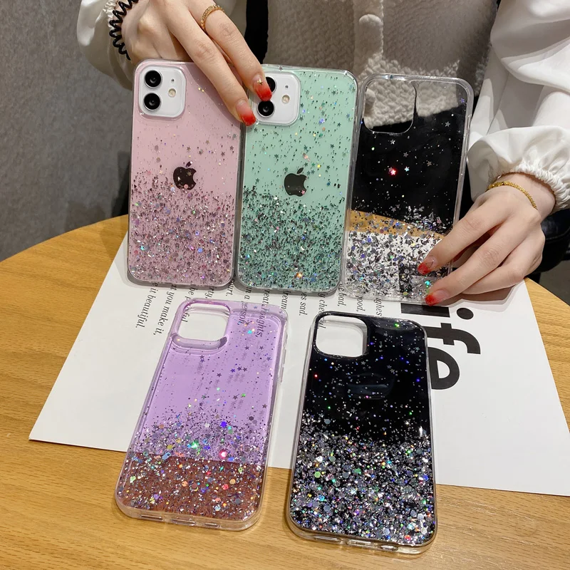 Luxury Shiny Glitter Clear Case for Redmi NOTE 13 12 PRO Plus K60 12C 11A Xiaomi 13lite Civi2 13 Poco X5 X4 Pro C55 Soft Cover