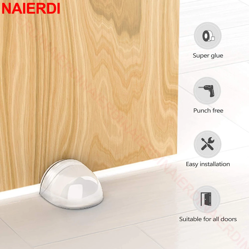 NAIERDI 2PCS Transparent Door Stop Self-Adhesive Plastic Door Stopper for Wall Protection Door Buffer Door Holder Hardware