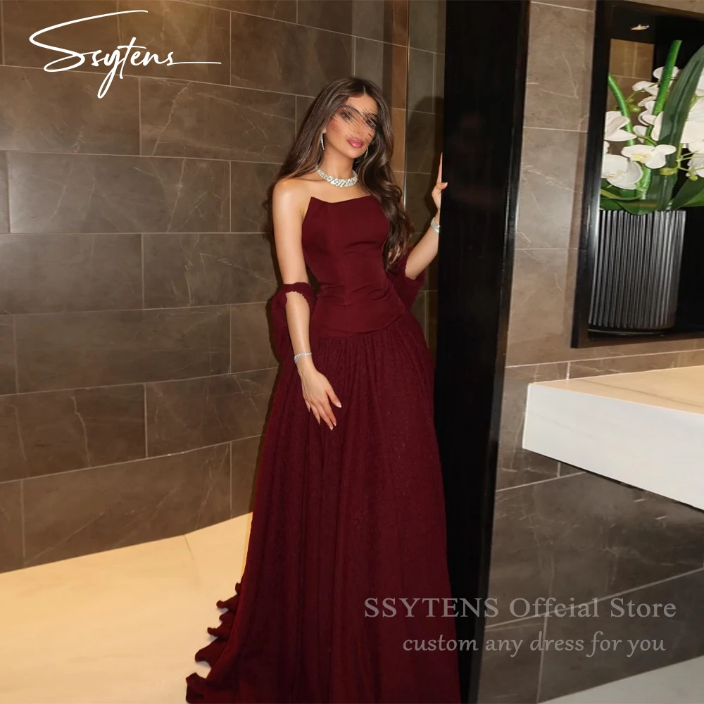 

SSYTENS Elegant A Line Burgundy Wedding Party Dress Sleeveless Stain Evening Gowns 2026 Vestido De Novia Floor-Length Customized