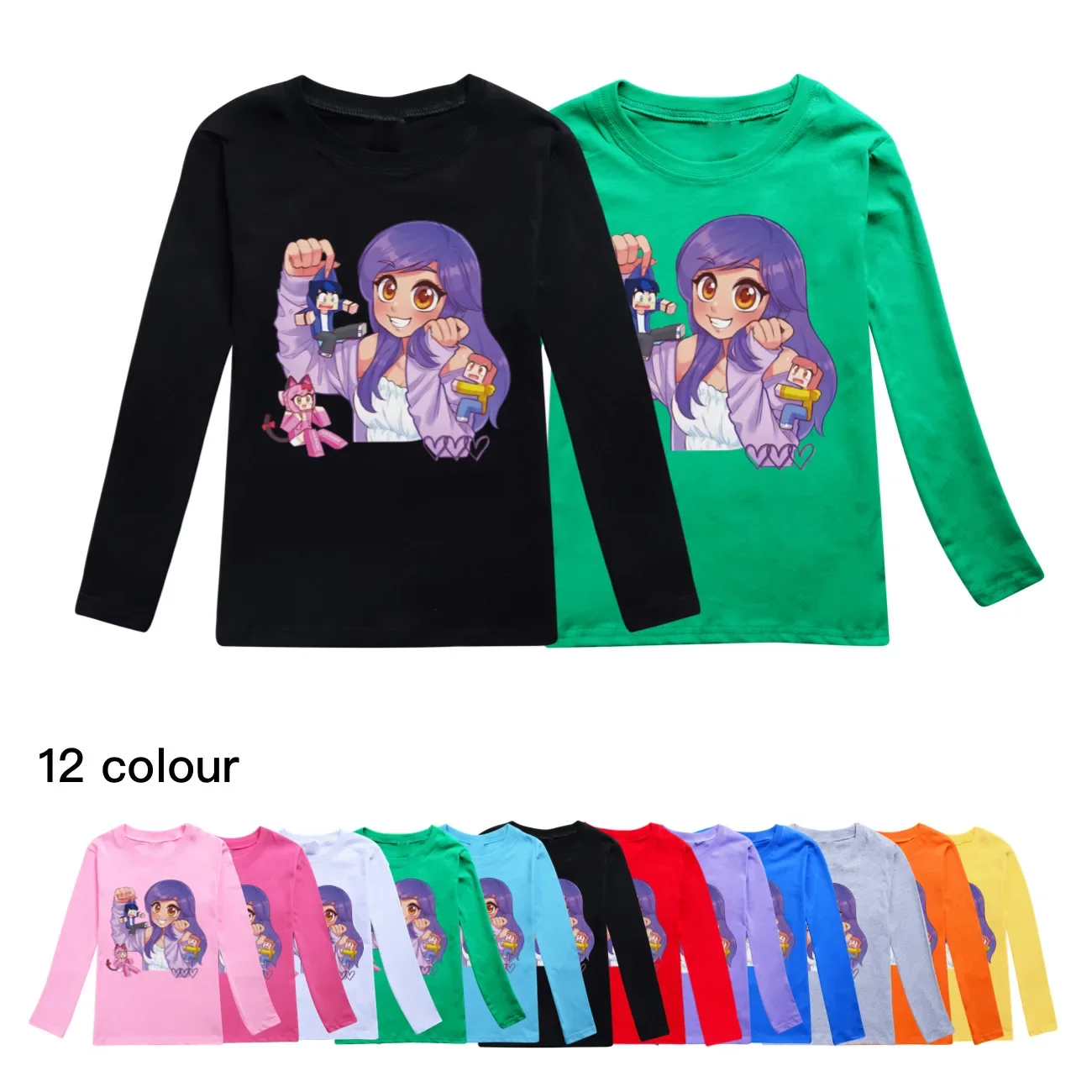 

Anime Aphmau Cat Tshirt Kids Clothes Teenager Boys O-Neck Cartoon Casual T-shirts Girls Long Sleeve Tops Children's Clothing