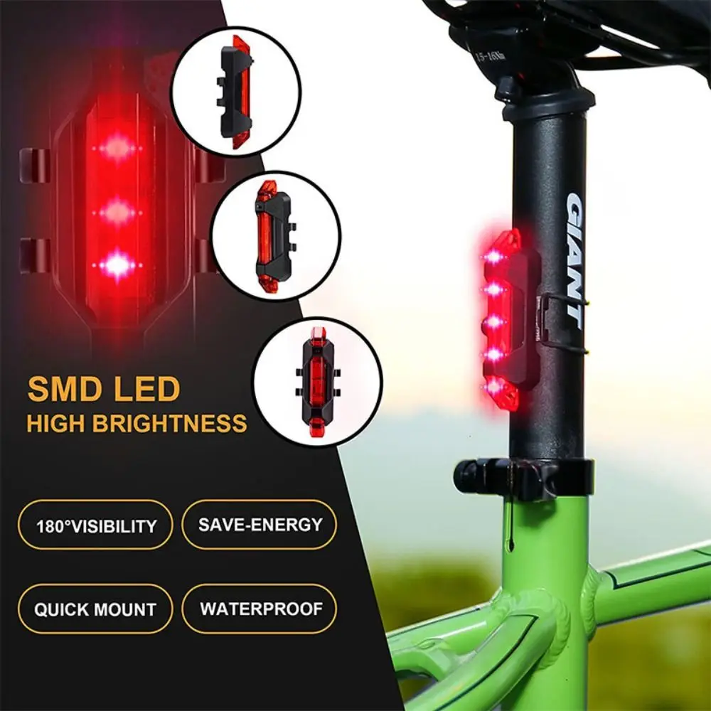 Hot Sale USB Rechargeable City Mountain Bike Bicycle Light Flashing Waterproof Rear Bicycle Light Colorful Bike Light