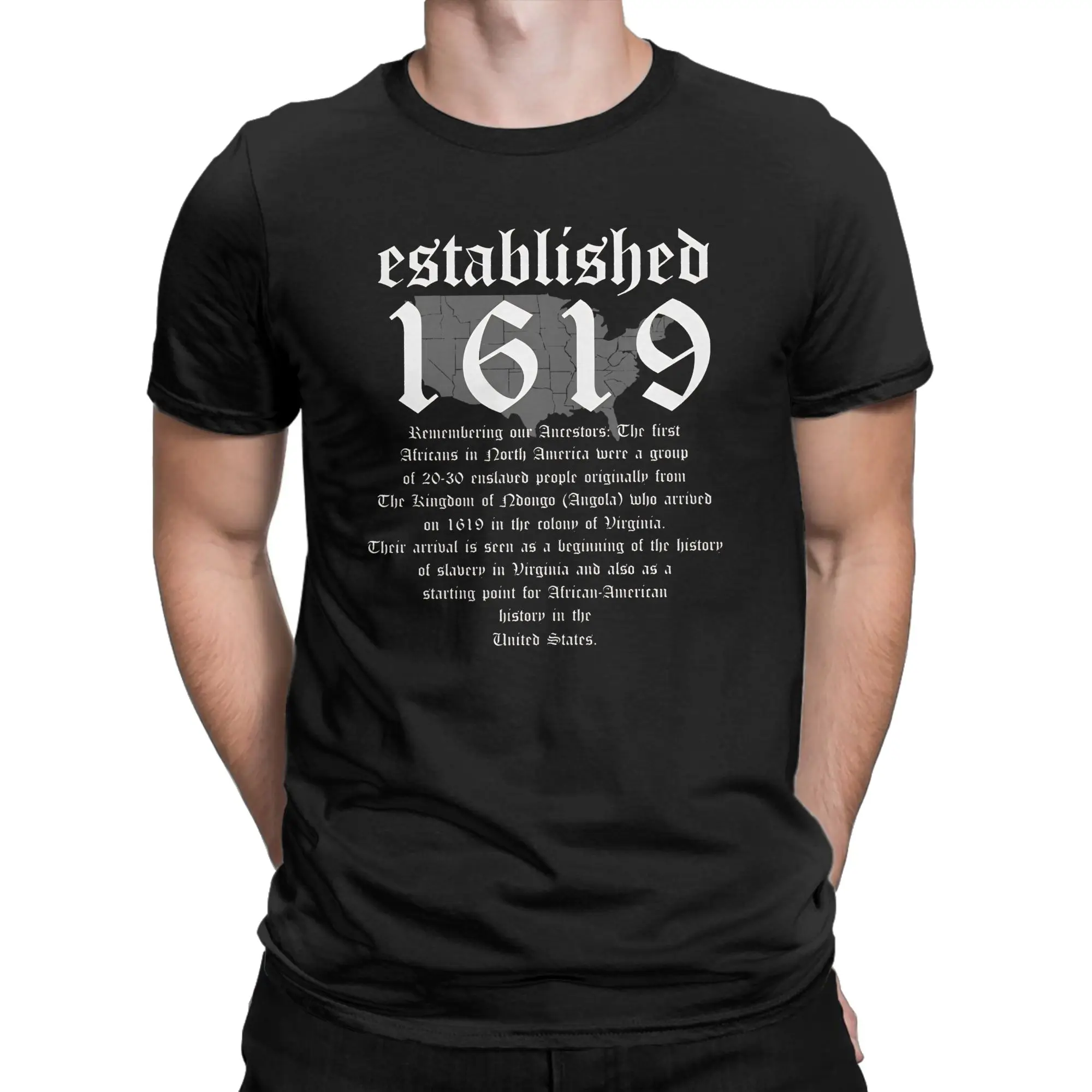 Project  Established American Map Vintage Black History  T Shirt Summer  Hipster T Shirts Adult 100 Cotton Tees Y2K Funny Tshirt