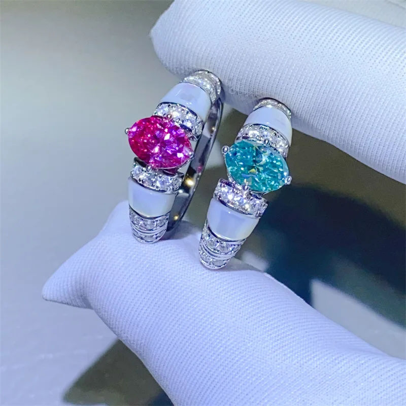 

Clean & Shining Pink Paraiba Mint Green Oval Diamond Ring For Women 1ct Moissanite PT950 Platinum |Clean crystal,brilliant shine