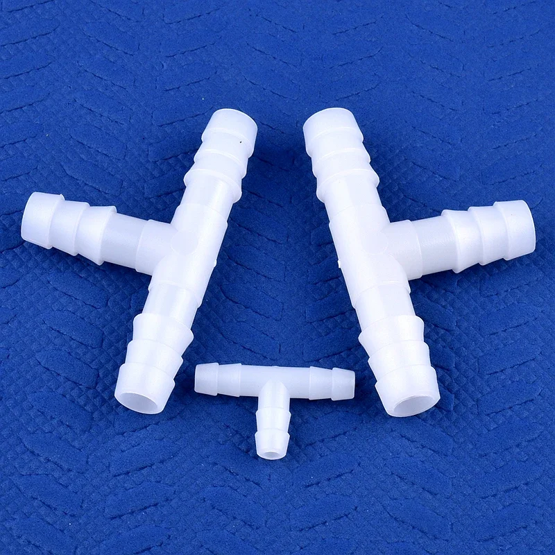 10PCS Plastic Hose Barb Tee Fitting, Equal T-Shape 3-Way Barbed Connector for Soft Water/Air Hose, Garden Drip Irrigation,