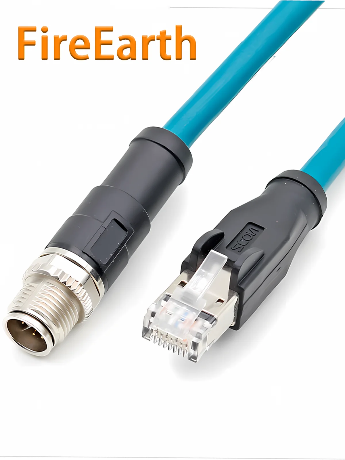 

M12 to RJ45 Cable with X-Code Male to Male Connector Gigabit Ethernet Patch Cord CAT6a,1m