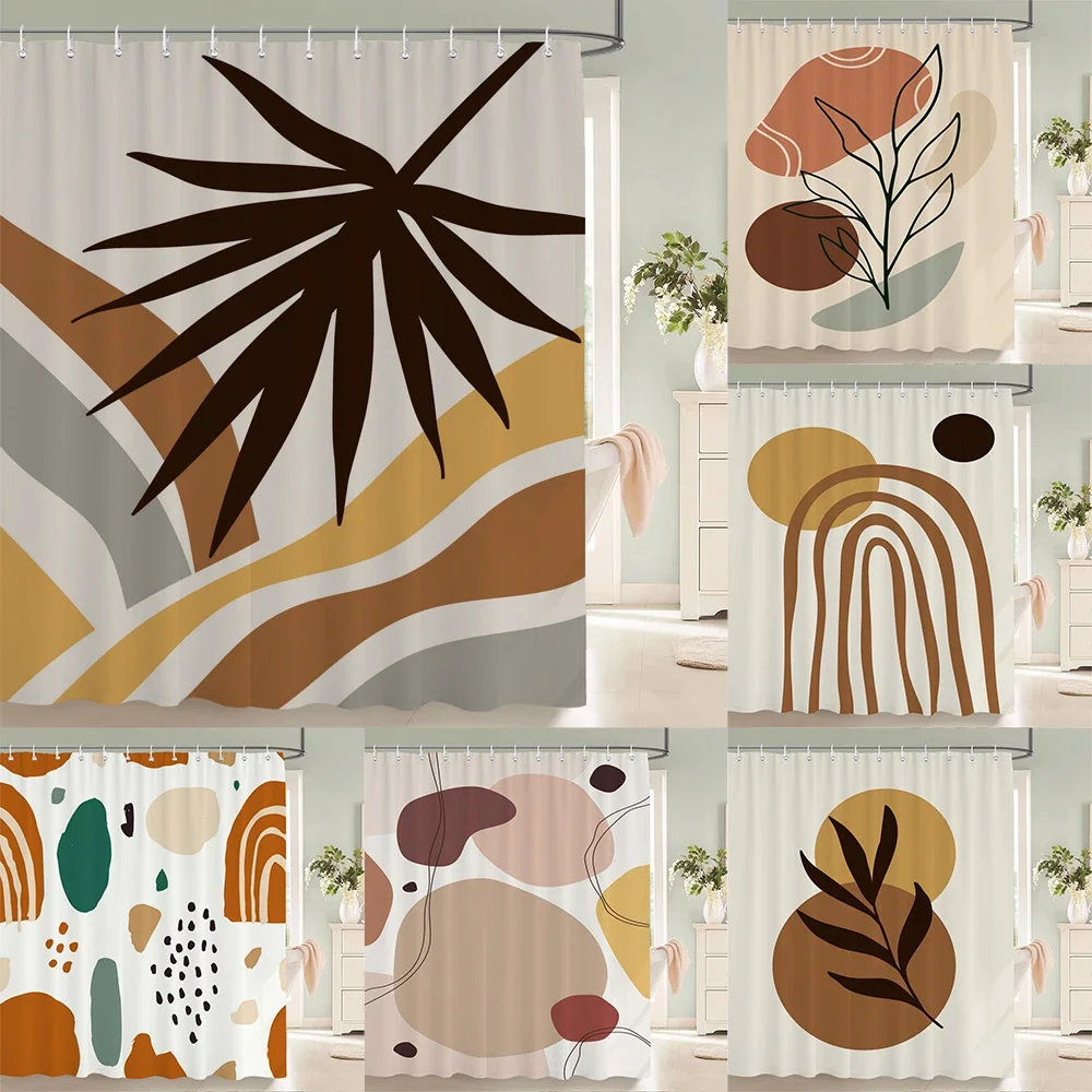 

Скандинавское абстрактное искусство, занавеска для душа в стиле бохо, водонепроницаемые полиэстеровые занавески для ванной, тропические листья, пальмовые занавески для декора ванной комнаты
