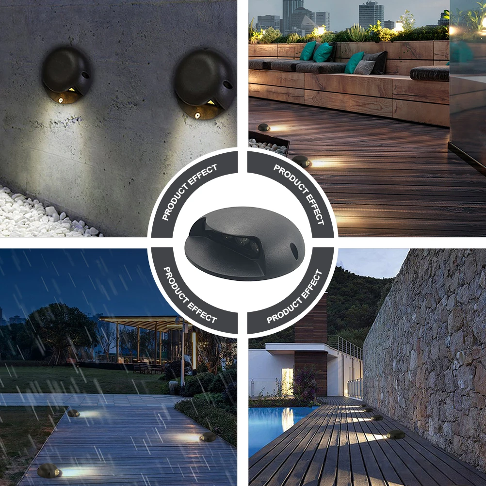

1pc Side Luminous Ground Lamp Outdoor Waterproof Lawn Light Landscape Lighting Translucent Black LED Floor Light for Garden