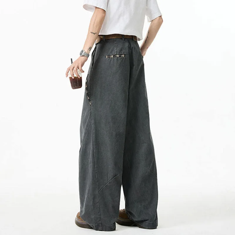 LUZHEN Autumn Fashion Simple Solid Color Handsome Straight Trousers Men's 2025 New Trendy High Quality Loose Casual Pants JY4576