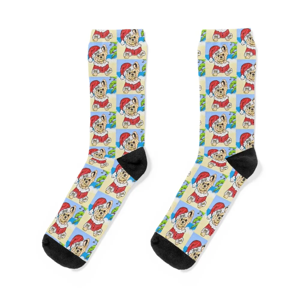 Stylin' Swifty Santa the Yorkie Socks soccer anti-slip Run sports stockings Socks Men Women's