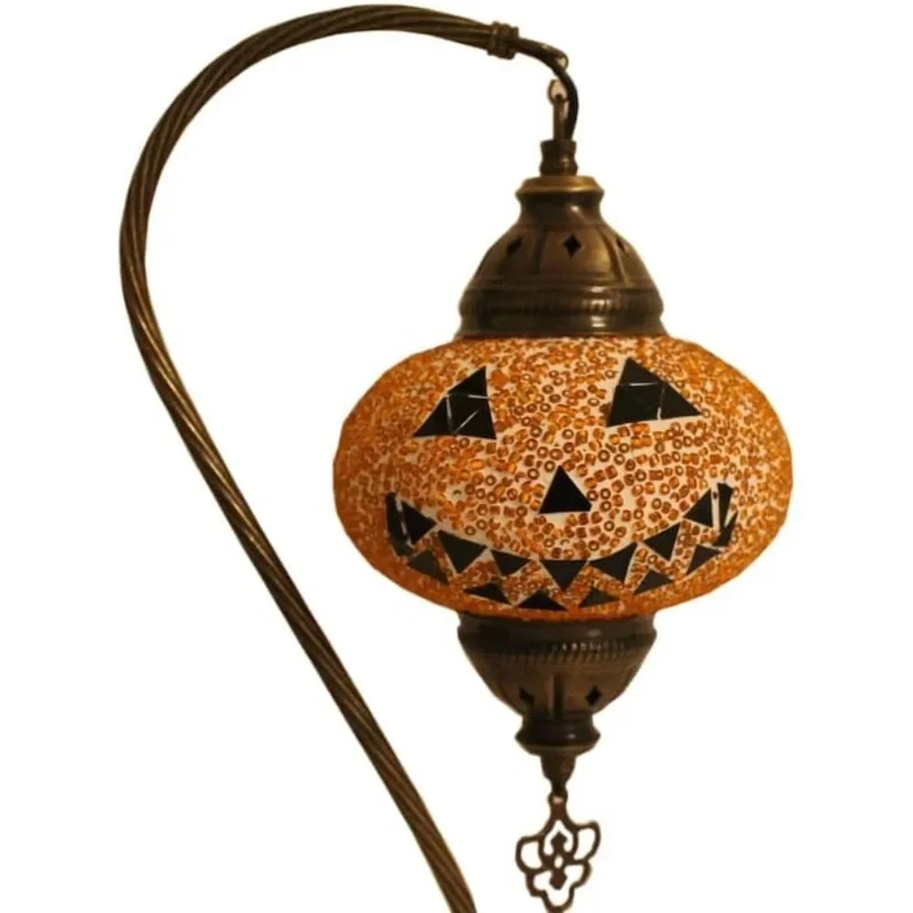 Halloween Decorations Pumpkin Lamp - Handmade Turkish Mosaic Pumpkin Glass Lamp - Pumpkin Lamp Shade- Halloween Home Decor for H