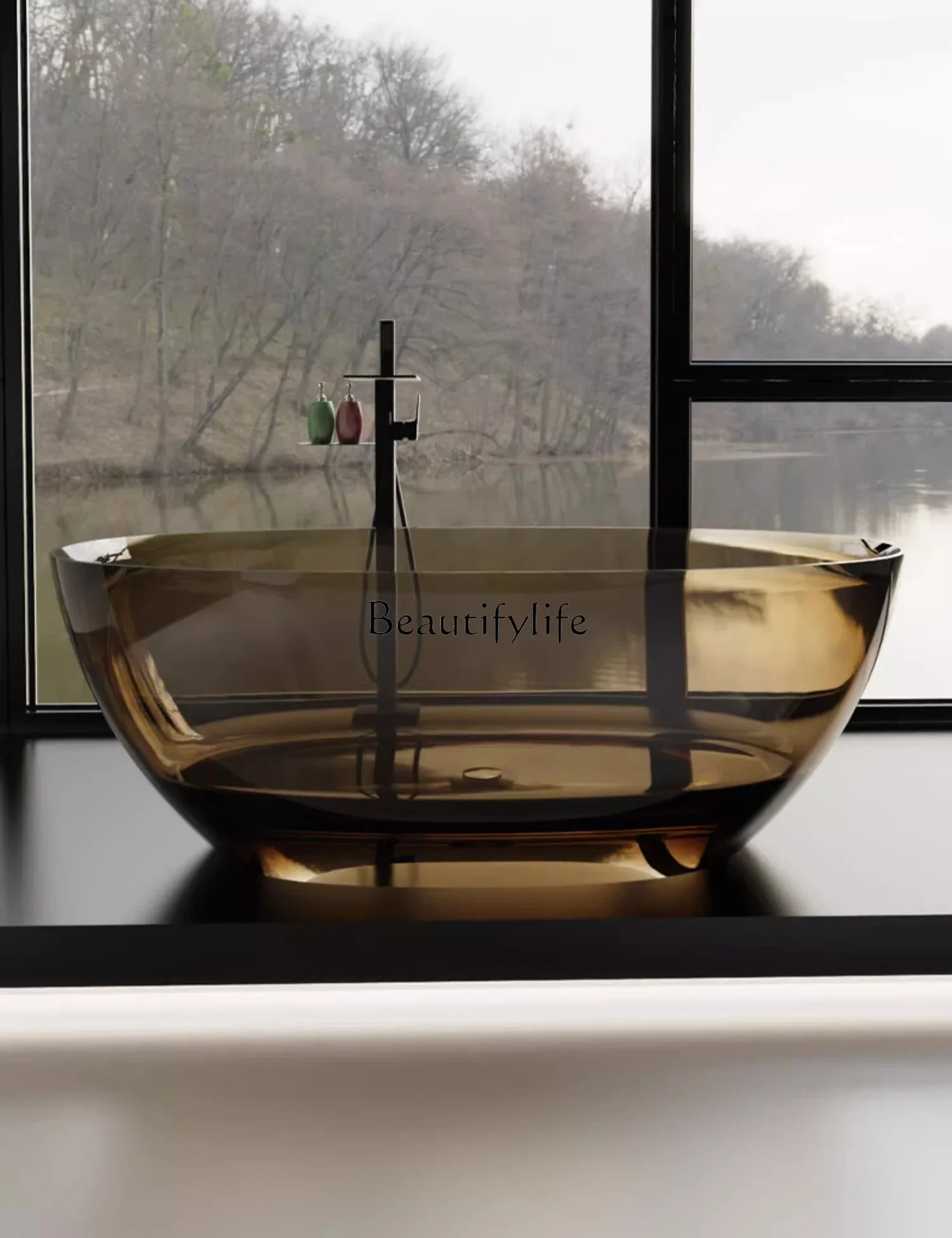 

l*Customized transparent resin, colored crystal bathtub, goose egg-shaped artificial stone, integrated molding