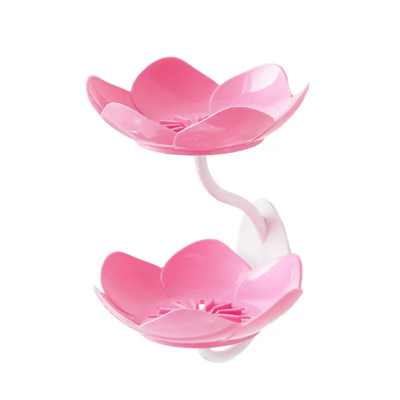 

1pc Lotus soap box no hole wall mounted double draining flower soap soap box bathroom shelf