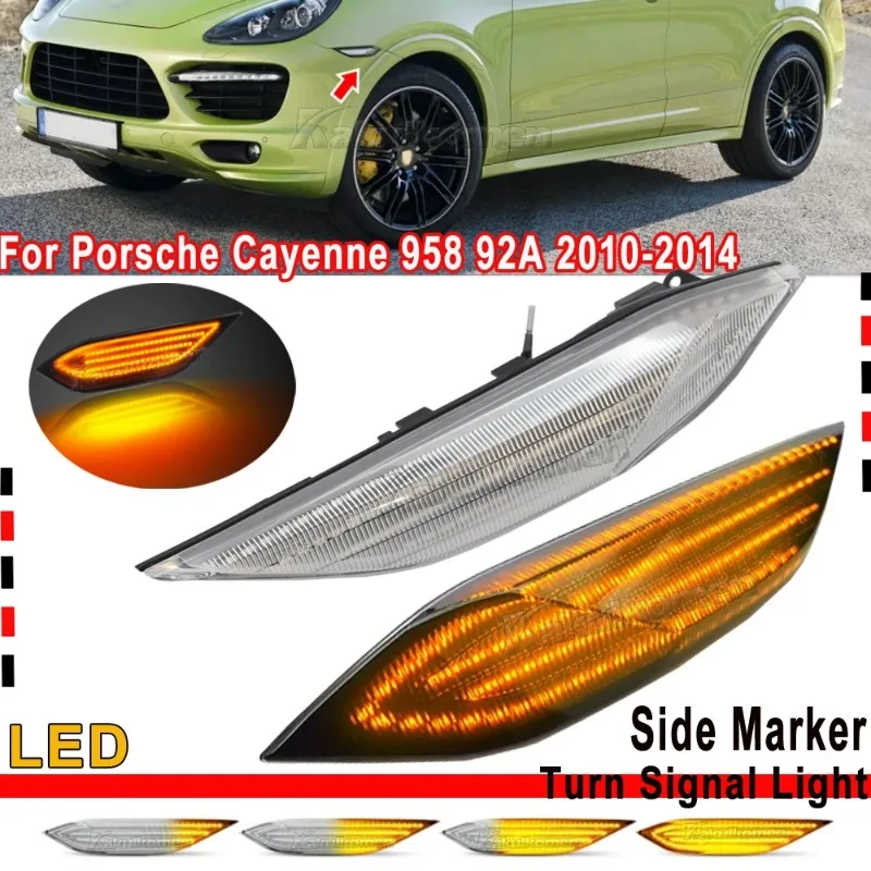 For Porsche Cayenne 958 92A 2010-2014 OEM#95863107100 2Pcs Dynamic LED Side Marker Lights Turn Signal Blinker Indicator Lamps