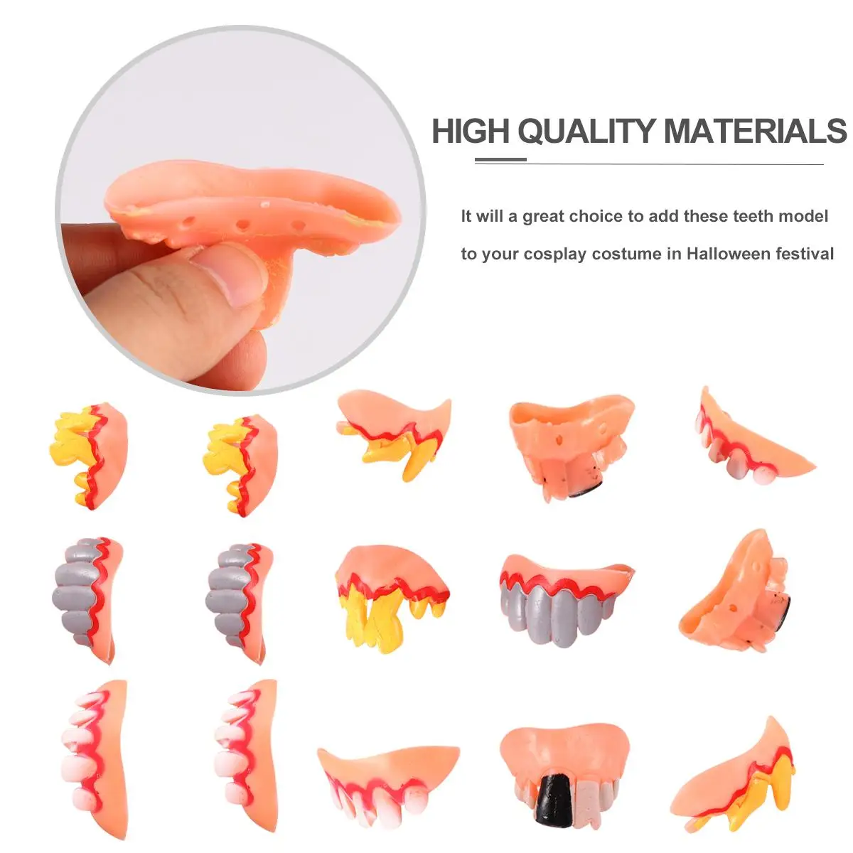 12 Pcs False Teeth Halloween Dentures Funny Vampire Zombie Kids Gag Toys Eco Friendly Safe Personalized Design Easy Wear