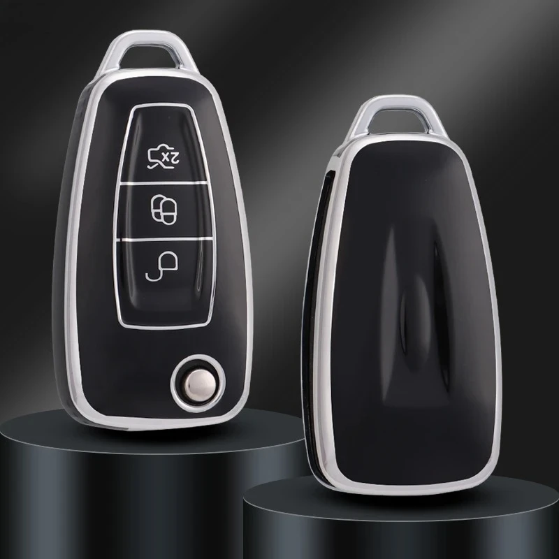 

Fashion TPU Car Flip Key Case Cover Shell Holder Fob For Ford Ranger C-Max S-Max Focus Galaxy Mondeo Transit Tourneo Custom